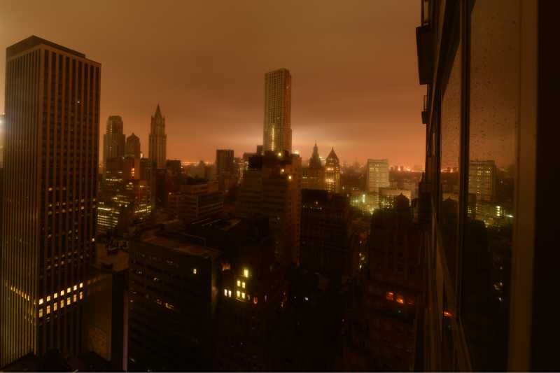 New York City mostly in the dark during a power outage